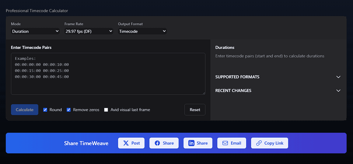 TimeCode Calculator preview